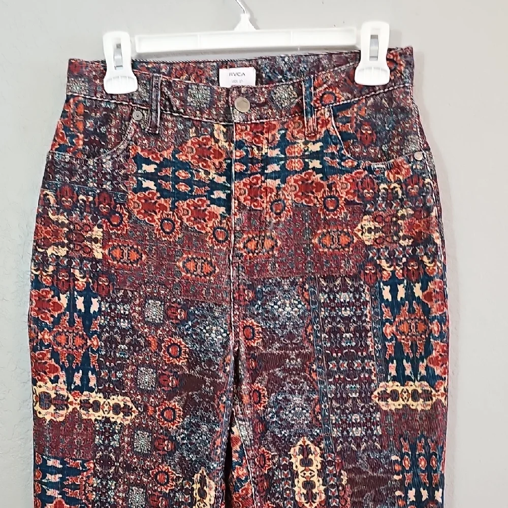 RVCA Groove High Rise Casual Corduroy Pants Multicolor Womens Size 27 Wide Leg - Picture 3 of 9
